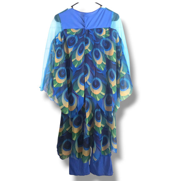 Girls Posh Peacock Costume Sz L 10/12 Jumpsuit Headpiece Hyde And Eek Halloween - Picture 4 of 11